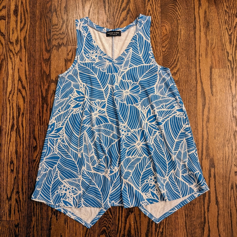 Always A.line Hawaii Slit Back Tank Top - Hawaiian Print - Small